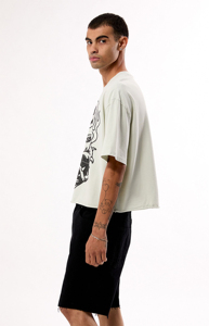 High Quality Men's Boxy T-Shirt 100% Cotton Drop Shoulder Distressed Cartoon Print Street Style <b>Turtleneck</b> Breathable 280g - Product Image 3