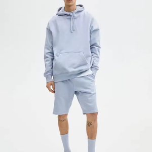 Conjunto de Sudadera con Capucha para Hombre, Color Azul Claro Sólido, Felpa Francesa, Ropa Casual de Verano - Product Image 2