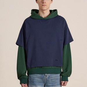 Sweat-shirt à capuche surdimensionné pour homme, bleu foncé vert, manches raglan, tricot en coton, coupe décontractée pour l'automne - Product Image 6