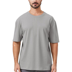 เสื้อยืดโอเวอร์ไซส์ผู้ชาย ผ้าฝ้าย 100% ทรงหลวม ใส่สบาย หนานุ่ม  ลายเรียบ  ปรับแต่งได้ตามต้องการ - Product Image 5