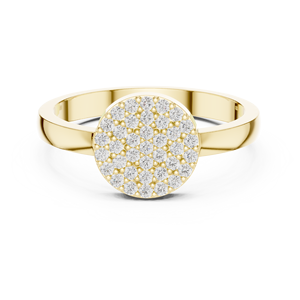Anillo solitario de oro amarillo macizo de 14k para mujer con diamante de corte redondo clásico en forma de flor, ideal para regalo de compromiso, aniversario o boda. - Product Image 1