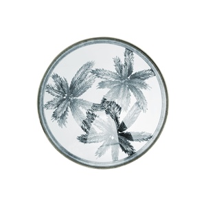 Saleem international 2026 Luxury Upholstered table with silver Metal Ginkgo <b>Leaf</b> Base Decorative Entryway or Bedroom Seating - Product Image 3