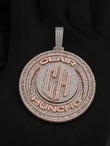ZAWO HOUSE Clair Huncho Iced Out Moissanite <b>Pendant</b> Rose <b>Gold</b> Plated Hip Hop Charm Themed Jewelry for Men Women Everyday Wear - Product Image 2