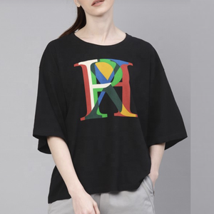 Camiseta de algodón de alta calidad para mujer, estilo urbano, oversize, con hombros caídos, corte holgado, anti-bolitas, estampada, para verano - Product Image 2