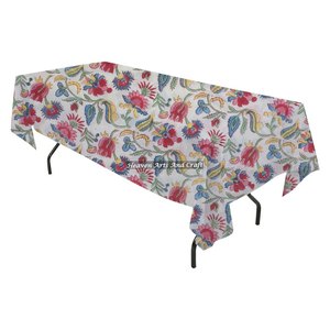 Hermosa Cubierta Rectangular para Mesa de Algodón con Estampado a Mano para Bodas, Restaurantes, Cocina y Comedor - Product Image 2