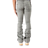 Custom Denim Luxury Flare Snap Button Jeans de marca Hombres Estilo Pantalones acampanados Desgastados Skinny Stacked Jeans
