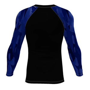 MRI Made Full Sleeve <b>Compression</b> Rash Guard Black Blue Camo Print Quick Dry Spandex Polyester Sport Top Adult MMA Workout <b>Shirts</b> - Product Image 1
