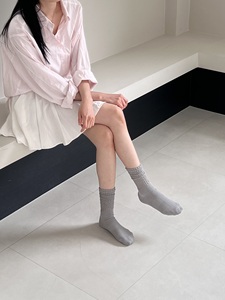 Calcetines de Mujer, Estilo Slouch, Tejidos en Algodón, Transpirables, de Color Sólido, para Uso Diario, Temporada de Primavera, Estilo Regular - Product Image 2