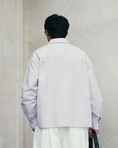 Chemise décontractée à manches longues rayée blanche pour homme, col rabattu, manches complètes, en popeline de coton infroissable, style printemps - Product Image 4