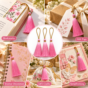 Pompons en fil de soie rose pour marque-pages, artisanat DIY, étiquettes décoratives, journal, scrapbooking, accessoires de décoration faits à la main, ensemble - Product Image 6