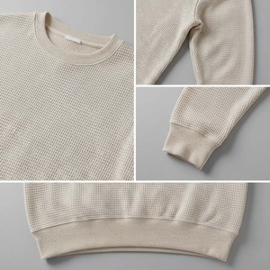 Suéter de punto gofrado con puños acanalados, corte holgado, unisex, térmico, 100% algodón, ropa de calle para invierno - Product Image 4