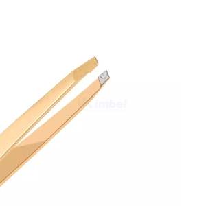 Ensemble de pinces à sourcils dorées dans un tube de rangement, outils de toilettage de précision en acier inoxydable, design personnalisé - Product Image 2