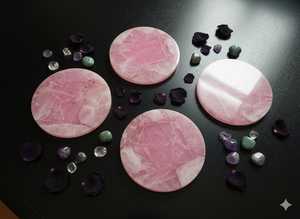 Ensemble de sous-verres en marbre rose, sous-verres ronds en pierre, style bohème, accessoire alimentaire sûr pour les fêtes et les cadeaux - Product Image 4