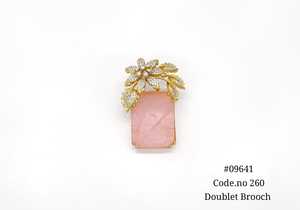 09641 Broche Doble Rosa Rectangular con Cristales, Diseño de Flor y Hoja en Tono Dorado, Incrustaciones de Circonio, Broche para Novio, Joyería de Fiesta para Mujer - Product Image 4
