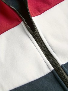 Red, <b>White</b> & Navy Colorblock <b>Zip</b> <b>Up</b> Hoodie | Custom Men's Fleece Sweatshirt Manufacturer | Wholesale B2B Apparel Bangladesh - Product Image 5