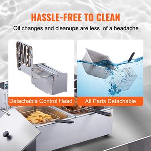 Friggitrice Elettrica Commerciale da Banco con Doppio Serbatoio Rimovibile - Product Image 5