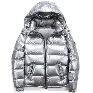 Chaqueta de exterior transpirable 100% poliéster para hombre, chaqueta acolchada con capucha - Product Image 3