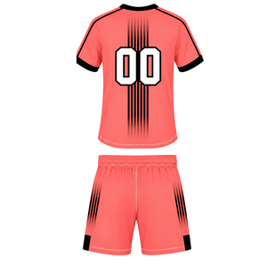 Conjunto de Rugby Rojo Coral y Negro, Jersey de Manga Corta con Cuello Redondo y Pantalones Cortos a Juego, Uniforme Deportivo Transpirable para Entrenamiento de Equipo - Product Image 2