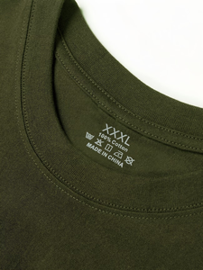 Custom Men's Olive Green 100% Cotton Short Sleeve T-Shirt With Front Print Design O-Neck Casual Jersey Knitted Style - Product Image 5
