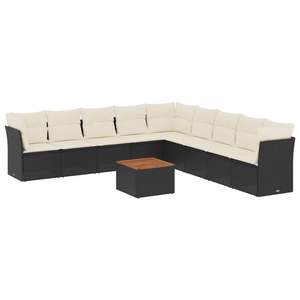 Black Garden <b>Sofa</b> Set With Cushions UV Resistant PE <b>Rattan</b> Outdoor Furniture Contemporary Design Waterproof - Product Image 2