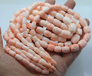 Perles tubulaires en corail rose naturel japonais, authentiques pierres précieuses en corail, perles en vrac pour colliers et bijoux - Product Image 2
