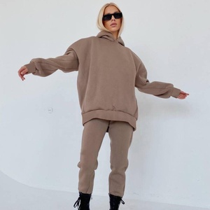 Conjunto Deportivo Holgado para Mujer, Sudadera con Capucha y Pantalones Deportivos de Manga Larga, Color Sólido, Estilo Casual, para Otoño - Product Image 2