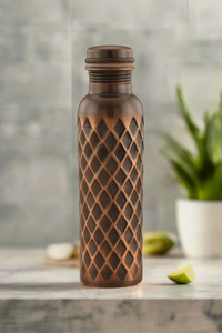UNICORN HANDICRAFTS Copper Classic Water <b>Bottle</b> Diamond Pattern Design Eco-friendly Customized Portable Multi-Capacity Drinkware - Product Image 4