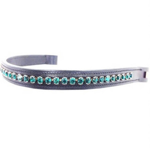 Banda de ceja de caballo de cuero acolchado suave y recto personalizado con cristales de vidrio brillante multicolor banda de ceja de cadena ostentosa para brida - Product Image 5