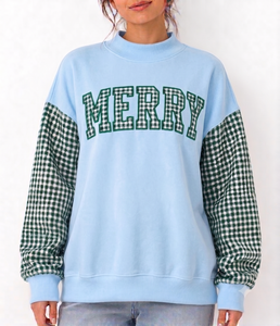 Sweat-shirt à col montant surdimensionné pour femme, imprimé gingham, avec broderie appliquée de logo personnalisé, en molleton 100% coton, style streetwear - Product Image 1