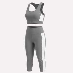 Ensemble de yoga 2 pièces pour femme, vêtements de sport sans couture, leggings de yoga très extensibles et haut court, tenue de fitness - Product Image 1