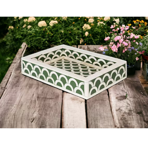 Plateau rond en os incrusté, plateaux naturels, prix compétitif d'Inde, plateau de service en os incrusté pour verres à vin - Product Image 1