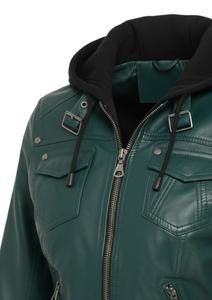 Ensemble de survêtement en cuir véritable vert émeraude haut de gamme pour femme – Veste en cuir à fermeture éclair intégrale avec pantalon en cuir ajusté assorti - Product Image 2