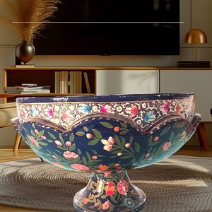 Bol de service décoratif en émail floral, bonbonnière sur piédestal, centre de table pour la maison, les mariages et les fêtes - Product Image 3
