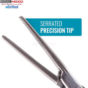 Pinza hemostática Kelly médica de bloqueo manual, 5.5 pulgadas, acero inoxidable plateado, con mango de bloqueo de trinquete, instrumento quirúrgico - Product Image 5