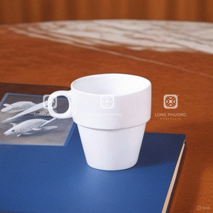 Taza de cerámica de 396ml con mango de empuñadura de diseño ranurado Vintage, gres duradero para café Espresso, té, bebidas diarias elegantes - Product Image 1