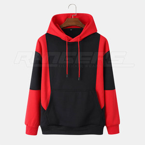 Sweat-shirts pour hommes 100% coton, couleur contrastée rouge et noir, poche kangourou en coton, pull-over moderne streetwear, sweat-shirts d'hiver - Product Image 1