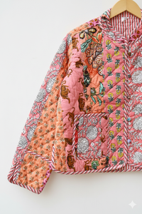 Blouson Bomber Réversible Tricoté à la Main Écologique pour Femme, Matelassé, Style Vintage, Motif Animal Kantha, à Capuche, Décontracté, Vêtement d'Extérieur Ethnique - Product Image 5