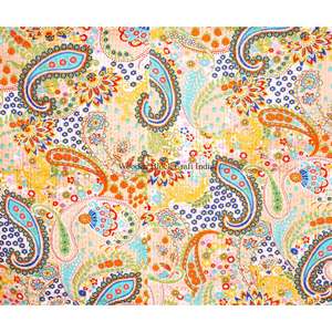 Couvre-lits Kantha ethniques vintage de luxe faits à la main par un fabricant indien, couvre-lits Kantha en coton cousus à la main, couvre-lits patchwork pour la maison - Product Image 2