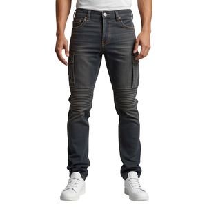 Jeans Casuales de Mezclilla para Hombre INTENTION SPORTS, Corte Relajado, Mezcla de Algodón, Sin Elasticidad, Lavado Claro, Cierre de Cremallera, Cintura Media, Ligeros - Product Image 4