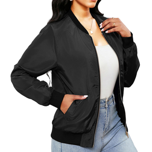 Chaqueta Bomber Informal para Mujer, Talla Adulta, Tejido Teñido, Transpirable, Resistente al Viento, Lista para el Invierno, Elegante, Manga Larga - Product Image 4