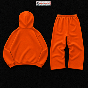 Conjunto Deportivo Personalizado Color Naranja para Hombre, Sudadera con Capucha Extra Grande, Pantalones Jogger, Diseño Gráfico Negro, Ropa Deportiva Urbana, Estilo OEM al por Mayor - Product Image 6