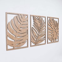 Décor mural en bois de style religieux, feuilles de Monstera découpées au laser, 5 mm, cadeau de table, thème Amour, artisanat vietnamien Delarchi