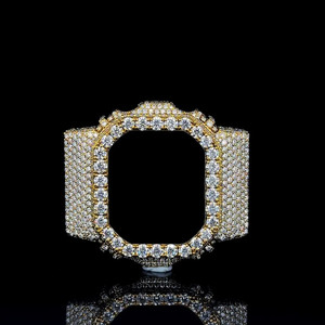 Fully Iced Out <b>Gold</b> <b>Watch</b> Case Bezel With Moissanite Diamonds For DW5600 <b>Men</b> Women Hip Hop Jewelry Accessories - Product Image 3