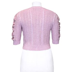 เสื้อสเวตเตอร์ผ้าฝ้ายถักลายเคเบิ้ลแบบคอวีสำหรับผู้หญิง - Product Image 2
