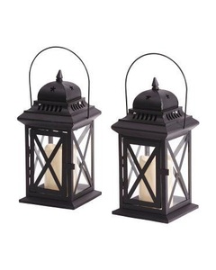 Wholesale Bulk Selling Handmade Portable <b>Set</b> of 2 Pcs Metal Candle <b>Lantern</b> With Matt Black Finish <b>Lantern</b> for Wedding & Garden - Product Image 1
