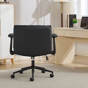 Chaise de bureau en cuir à position jambes croisées avec accoudoirs rabattables et roulettes pivotantes, design confortable avec assise large - Product Image 6