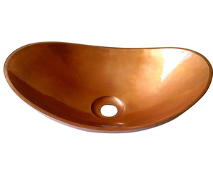 Decorative Oval Copper Wash Basin Handcrafted Metal Vessel Sink for <b>Bathroom</b> Countertops and <b>Vanity</b> Units - Product Image 1