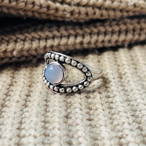 Moonstone <b>Ring</b> <b>Boho</b> Ethnic Brass <b>Ring</b> Tribal <b>ring</b> Bedded <b>ring</b> Oxidized silver <b>ring</b> for women - Product Image 1