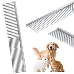 Râteau démêlant professionnel pour animaux de compagnie, 12 dents larges en acier inoxydable, peigne pour chien et chat, poignée antidérapante, sûr - Product Image 1