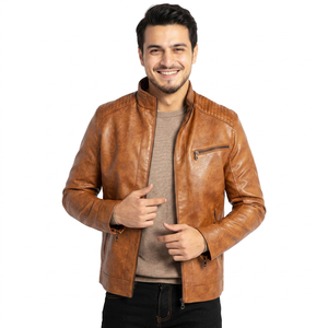 Trendy Spring Autumn New Men's Leather Jacket Stand Collar <b>Clothing</b> Plus Size jacket for men - Product Image 6